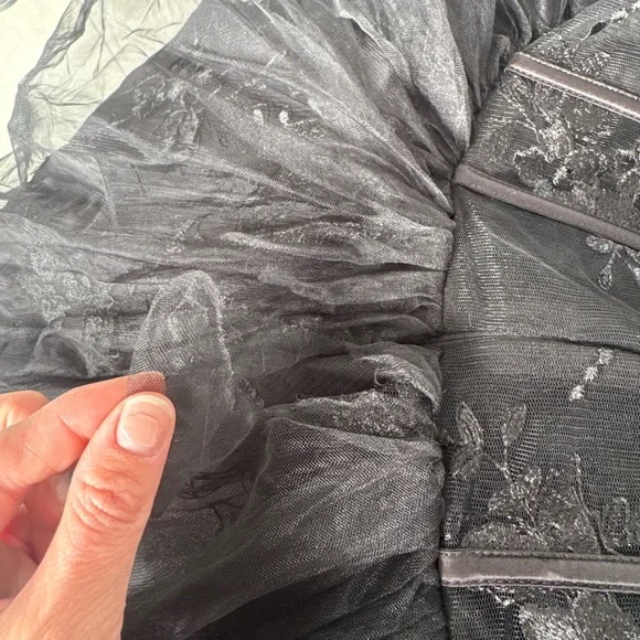 Lana Embroidered Tulle Ball Gown - Black - Picture 8 of 9